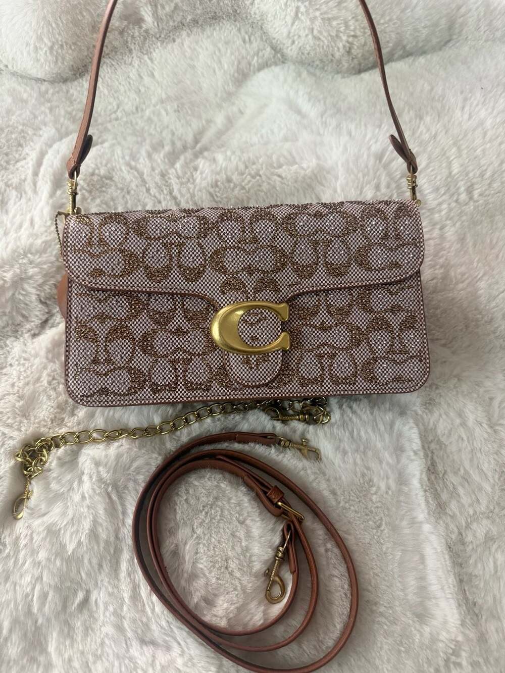 COACH Tabby 26 Crystal Embellished Signature Jacquard Shoulder Bag - Picture 4 of 8